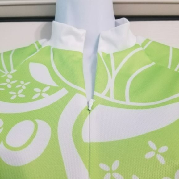Athleta 3/4 Zip Sleeveless Floral Cycling Jersey Green White Women's Size Small - Picture 5 of 12